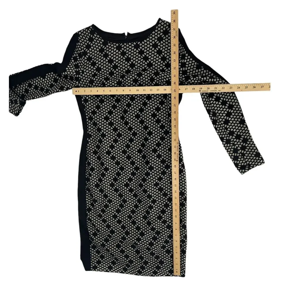 VINCE CAMUTO Long Sleeve Diamond Pattern Midi Dress SZ 10 - Picture 7 of 11